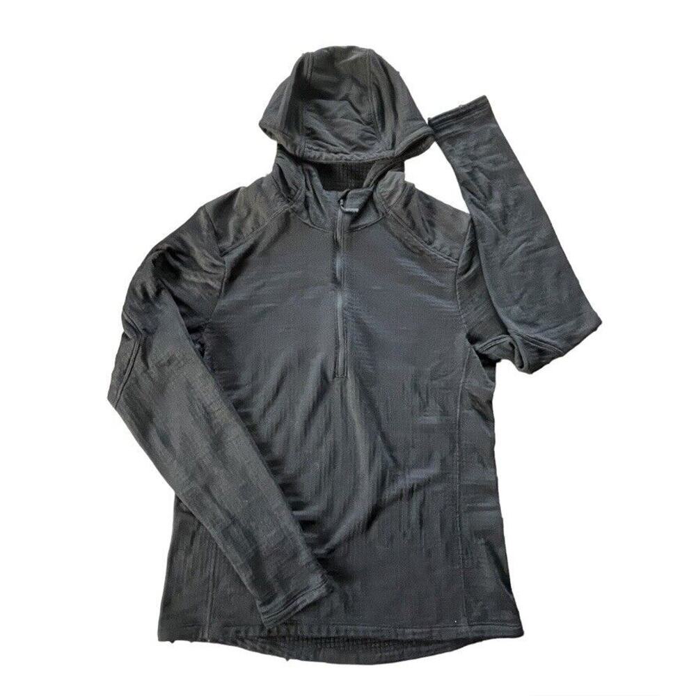 Triple Aught Design Pullover Men Medium Black USA Waffle Knit Hooded 1/4 Zip TAD